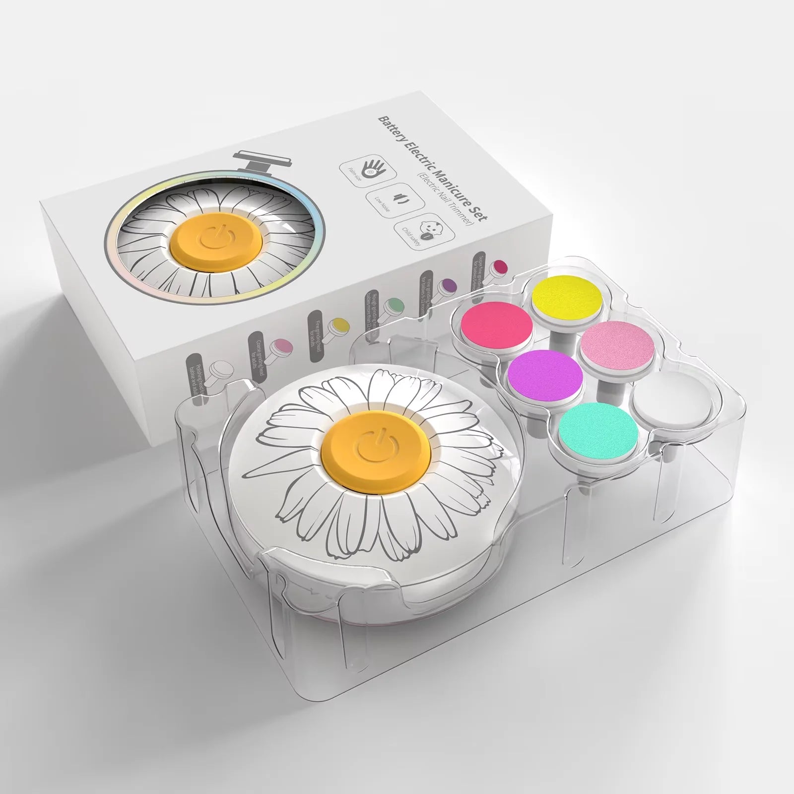 Coffret lime à ongles électrique pour bébé avec 6 embouts